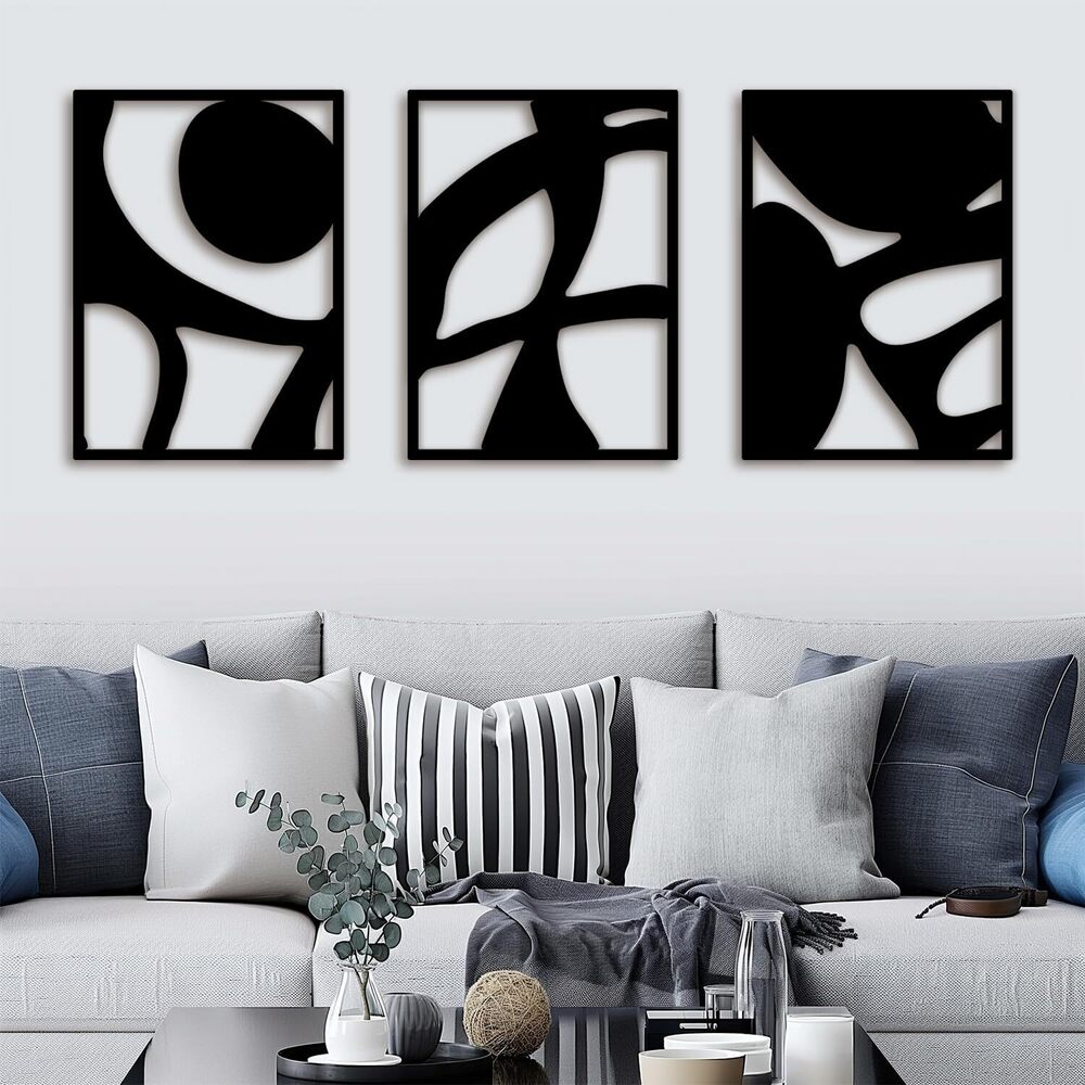 8252 Black Abstract Metal Wall Art Decor for Living Room Bedroom Bathroom
